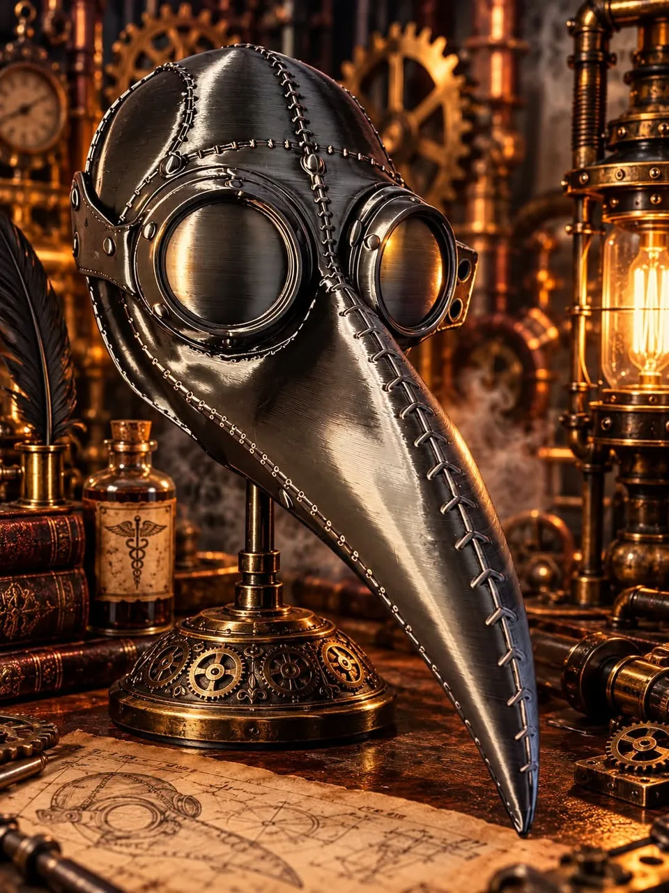 maschera del medico della peste steam punk